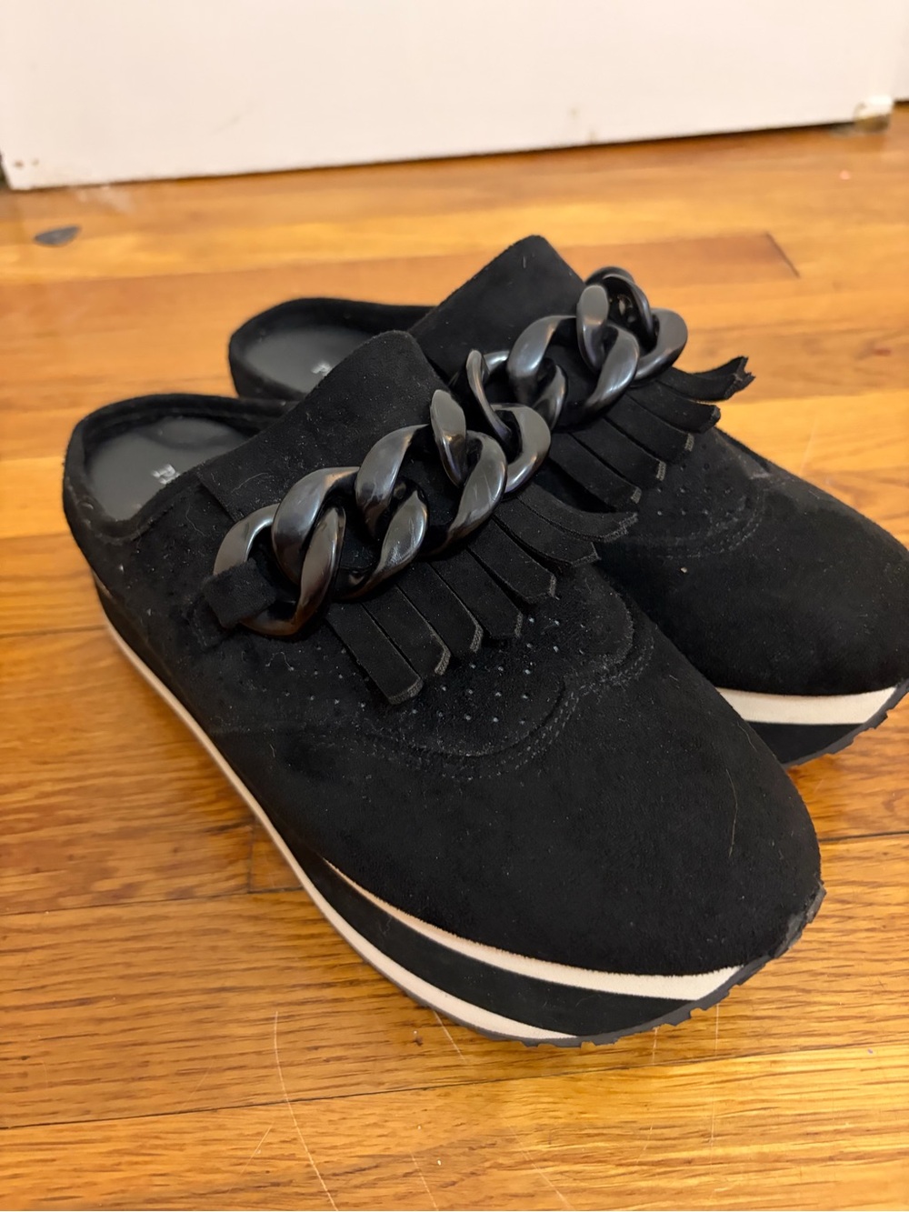 Pierre Dumas Black Suede Slip-On Platforms - Women's